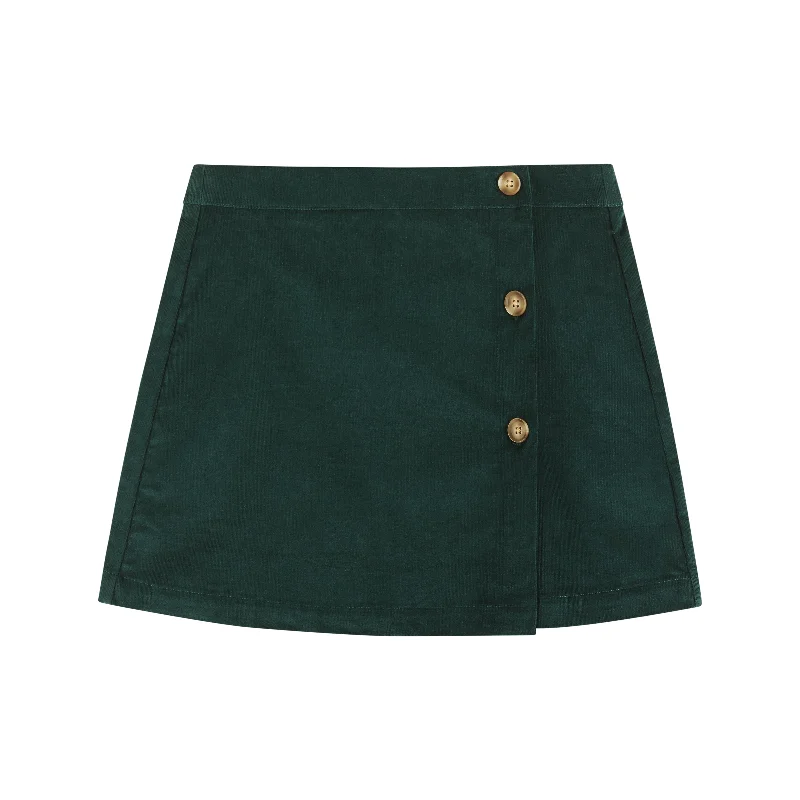 Kids (7-16) Wrap Corduroy Skirt | Hunter Green corduroy skirt durable