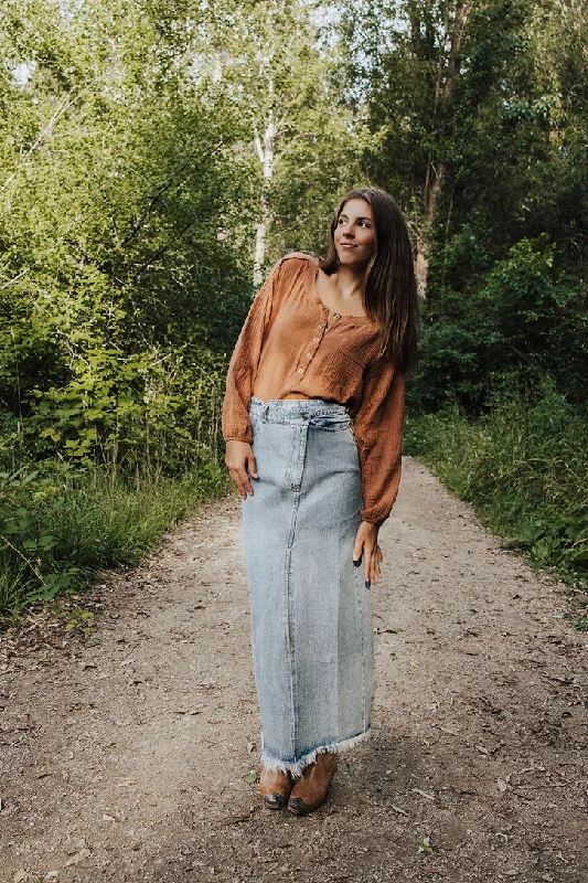 Josette Denim Maxi Skirt - FINAL SALE linen skirt natural