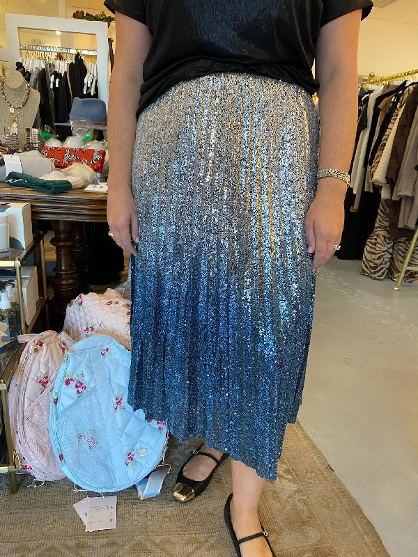 Ombre Sparkle Skirt | Blue leather skirt sleek