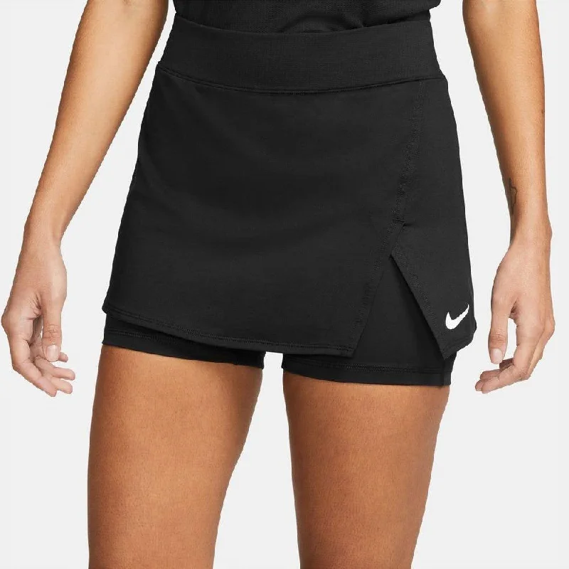 Nike Women's Dri-FIT Victory Stretch Skirt (Black/White) high slit skirt