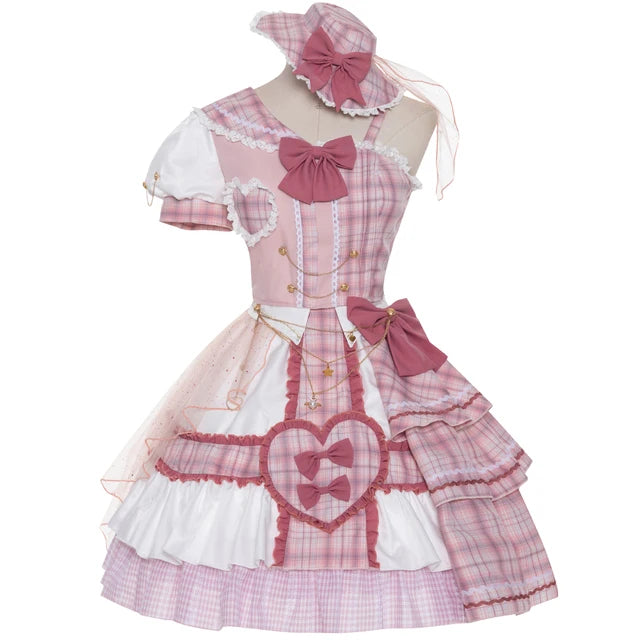 Pink Love Lolita Skirt and Top Set leather skirt bold