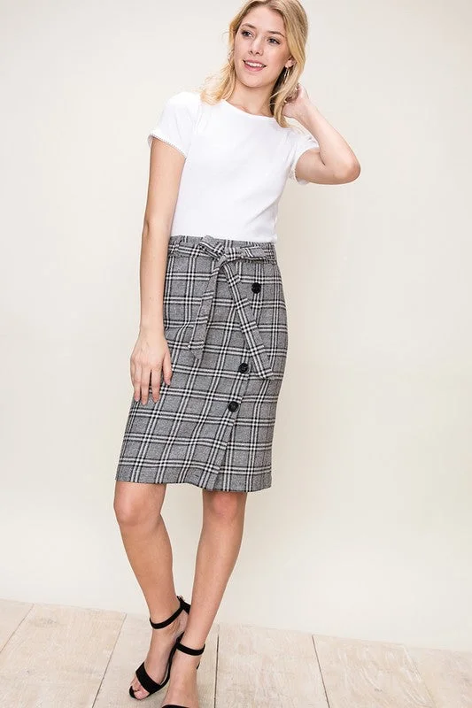 Plaid Pencil Skirt silk skirt lustrous