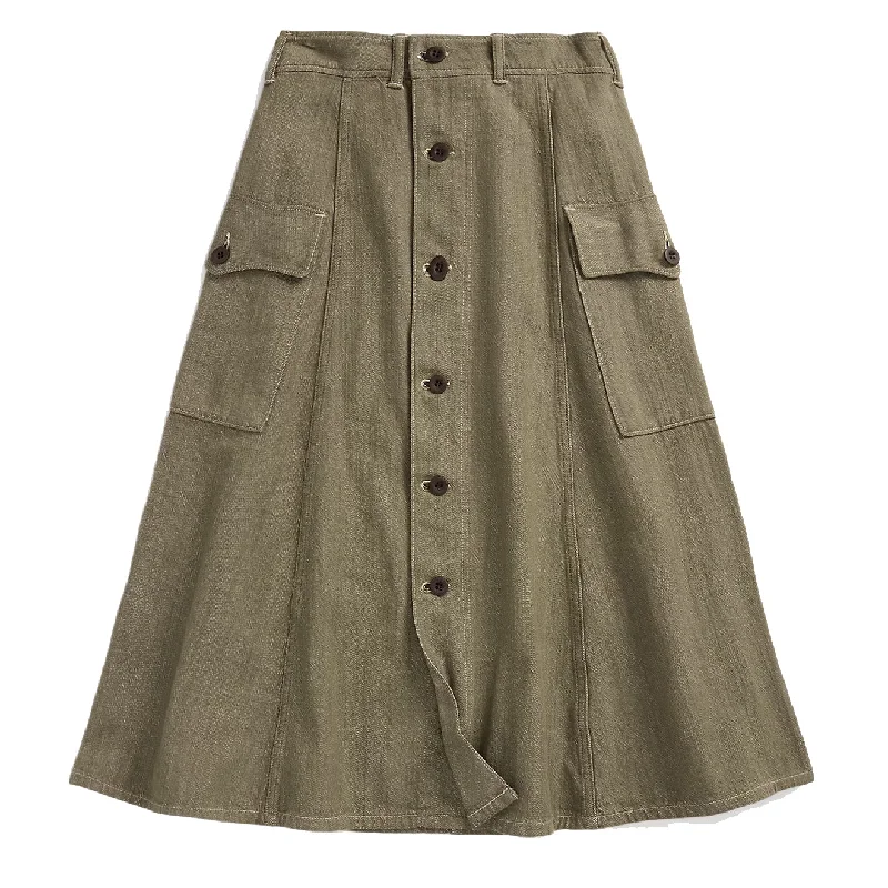 RRL by Ralph Lauren Womens Olive Slub Denim Skirt Olive leather skirt bold