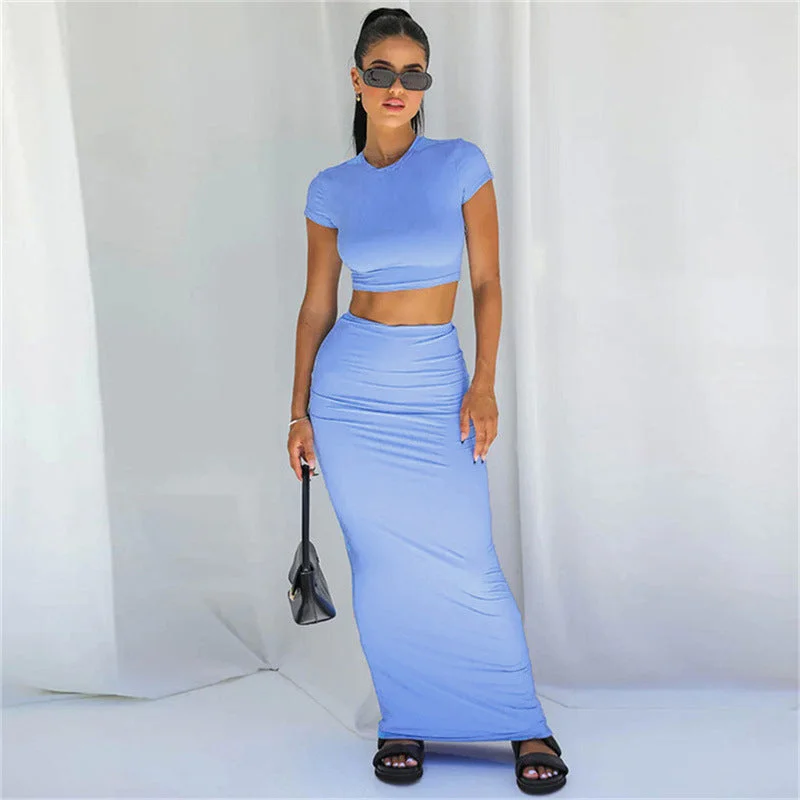 Navel-Baring High Waist Hip skirt suit casual skirt length