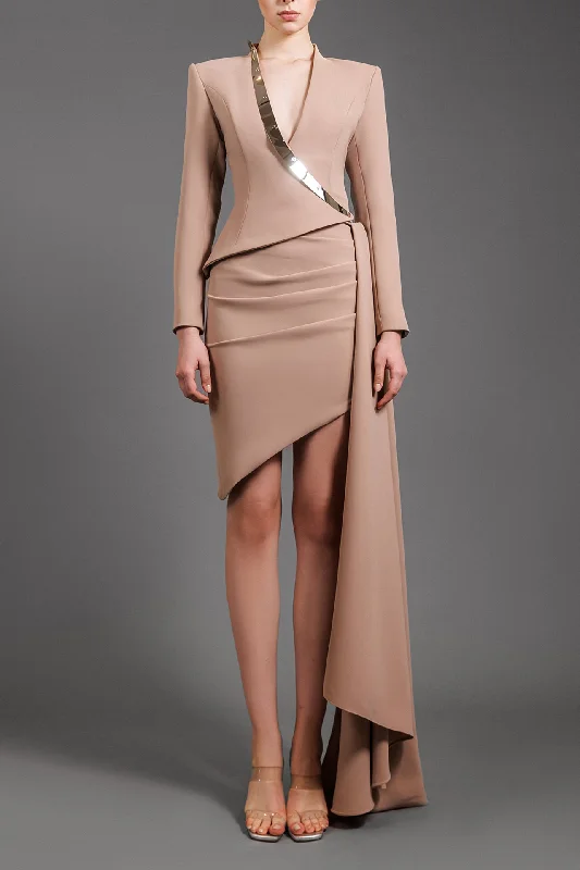 Structured blazer with draped skirt velvet skirt luxurious