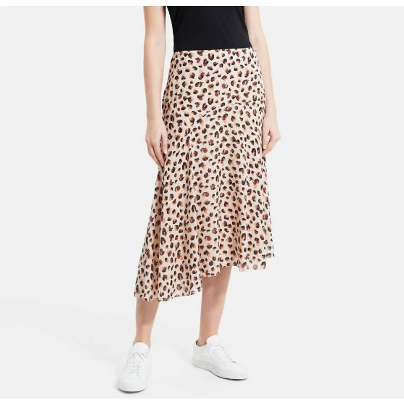 THEORY Asymmetrical Skirt in Leopard Silk velvet skirt luxury