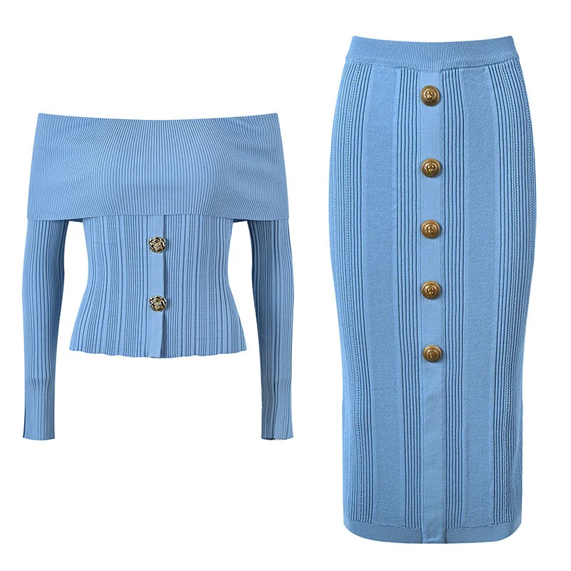 Top skirt temperament knit suit linen skirt natural