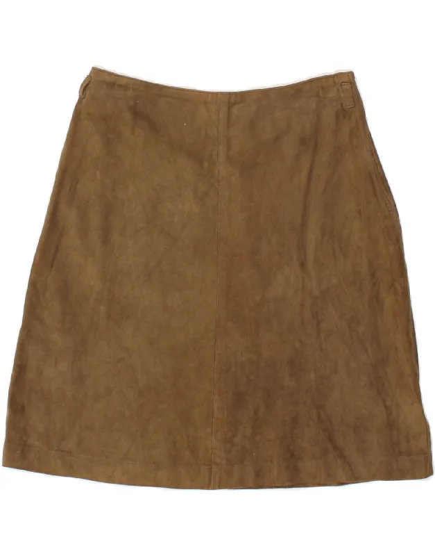 VINTAGE Womens High Waist Suede Skirt Medium W26  Brown Leather denim skirt trendy