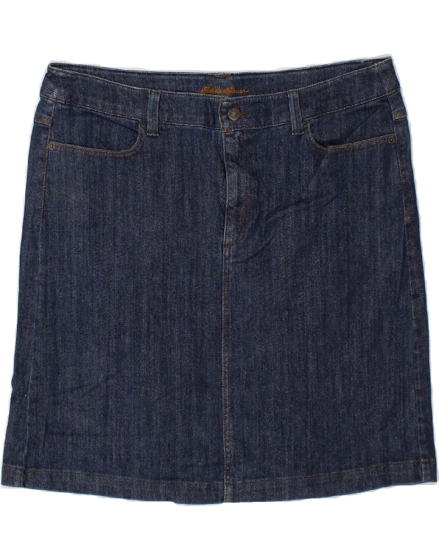 EDDIE BAUER Womens Denim Skirt US 16 2XL W38 Blue Cotton denim skirt durable