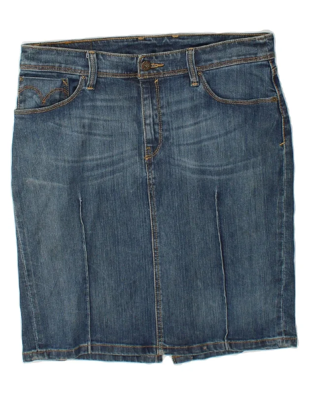 LEVI'S Womens High Waist Denim Skirt Large W30  Blue Cotton slim fit skirt