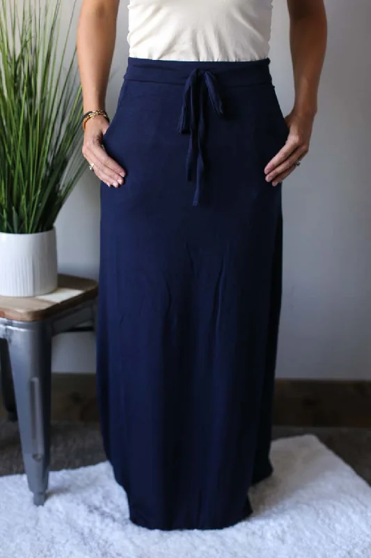 Navy Maxi Skirt • S cashmere skirt fine