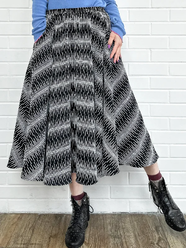 New Colour! Mono Textured Knitted Pattern Flowy Round Skirt ribbed skirt waist