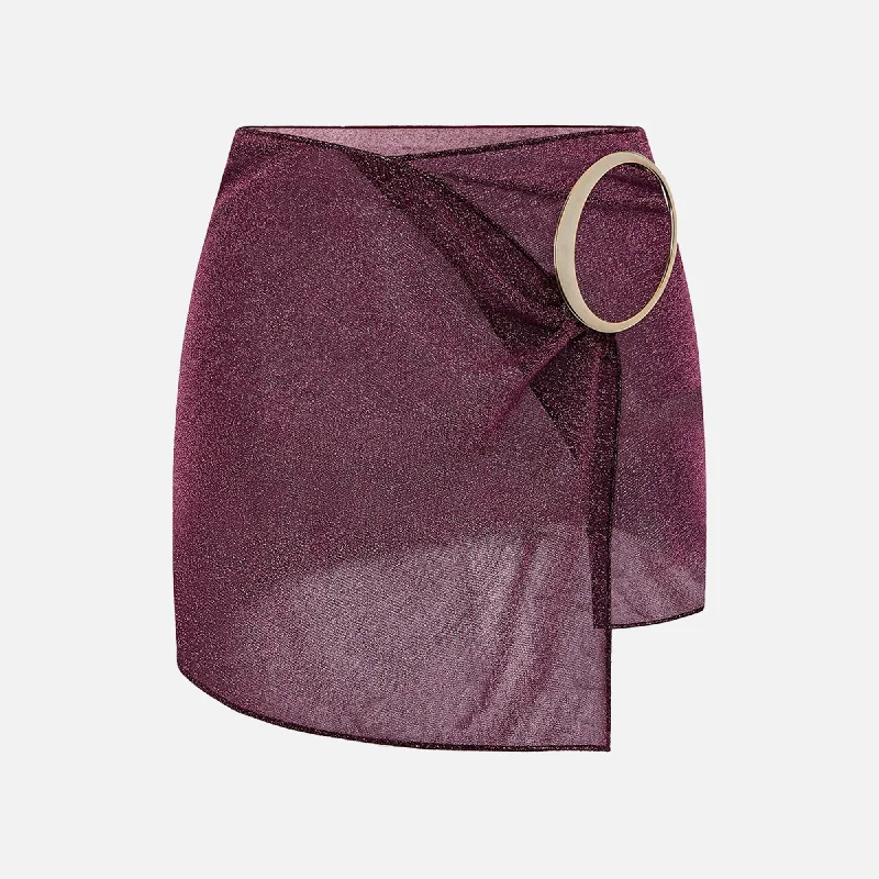 Oseree Lumiere Maxi O Mini Skirt - Purple wrap skirt elegant