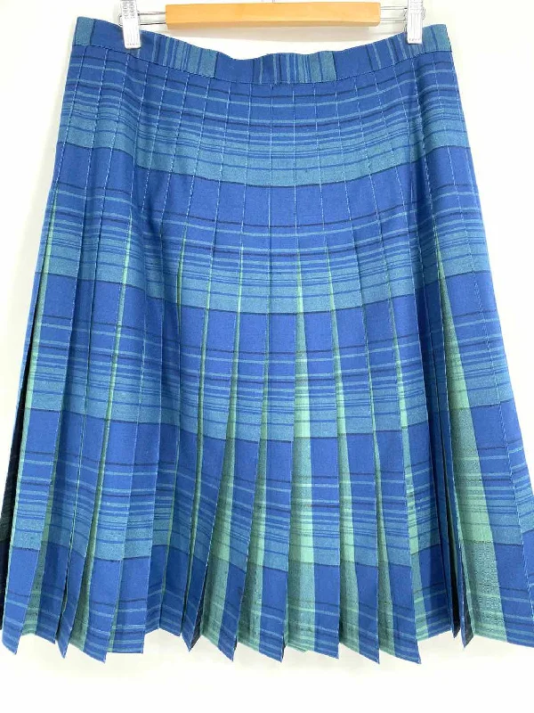 Pendleton Heritage Women's Blue/Green Pleated Wool Plaid Size 16 Skirt denim skirt classic