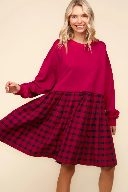 PLUS BURGUNDY BUBBLE LONG SLEEVE PLEATED SKIRT OVERSIZED leather skirt refined