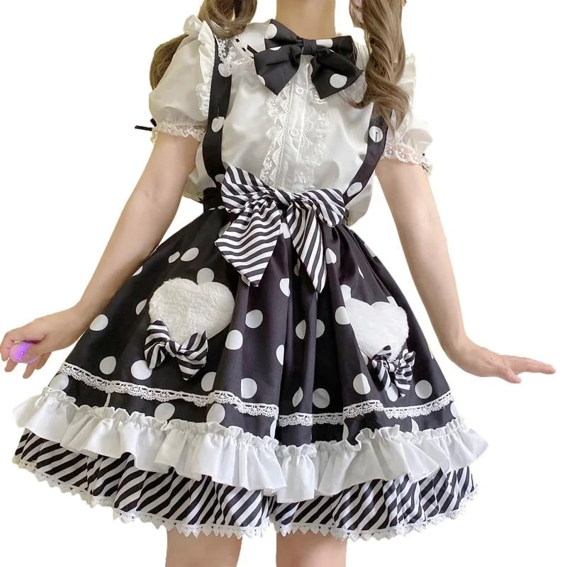 Polkadot Princess Suspender Skirt wool skirt warm